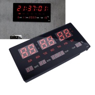 aliwell LED Digital Clock Large Wall Hourly Chime Function Backlight Calendar Red