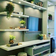 BACKDROP PANEL TV, PARTISI SEKAT RUANG LEMARI KRISTAL, RAK PAJANGAN