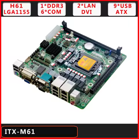 Linux intel LGA1155 I3 I5 I7 VGA DVI Dual LAN 6 RS232 PCIEX16 ATX Mini Itx Motherboard M61