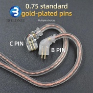 BO KZ Earphones Cord B/C Pin 3.5mm 2Pin Cable Twisted Cable Upgrade Oxygen-Free Copper ZS10 Earphone Wire