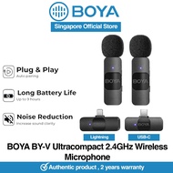 BOYA BY-V1/V2/V10/V20 Wireless Lavalier mic Mini Clip Noise Cancellation micro for iP/Android/Tablet