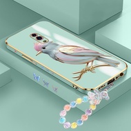 OPPO Reno 3 4 4f 5 5k 6 7 7z 8 8T 8Z 4G 11F 5G Phone case Gold Color Leiothrix Soft Luxury Plating s