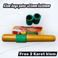 Rotating wooden clamp Size 33mm to 38mm Bonus 2 4cm clamp rubbers