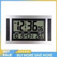 Digital Alarm Clock Battery Powered LCD High Definition Screen Wall/Desk Clock With Indoor Temperature Calendar