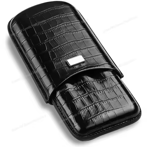 Portable Cigar Case for Travel Carry A Cigar Moisturizing Leather Case, Can Holds Three Cigars
