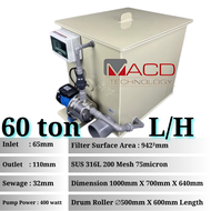 60Ton Rotary Drum Filter RAS Aquarium Fish Tank RDF Microfilter Koi Pond MACD Technology 60000 LITER