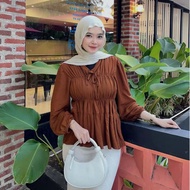 KATUN MIREYA RAYON WRIST BLOUSE WOMEN'S LONG-SLEEVED WRIST TOP RAYON COTTON BABYDOLL BLOUSE/