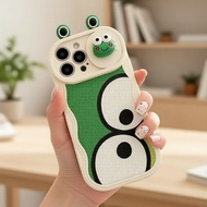 Cute Frog 3D Phone Case for iPhone 11 12 13 14 Pro Max XR X XS Max 7 8 6 6s Plus, Angel Green, Lens 