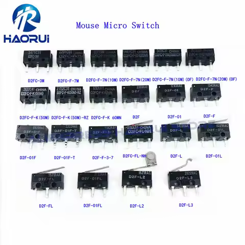 5Pcs Mouse Micro Switch D2FC-F-7N 10M 20M OF D2FC-F-K(50M) -RZ D2FC-F-K 60MN D2F D2F-01 D2F-01F D2F-