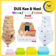 Cake & Rice Box (R10B) 22x22 Colors White/ Chocolate/ 350gsm @Pcs | Duplex & Kraft Motif 5 compartme