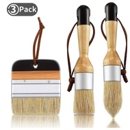 3X Chalk and Wax Paint Brushes Bristle Stencil Brushes for Wood Furnitur