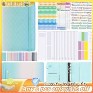 A6 Gradient Macaron Binder Hand Ledger Notebook Leather PU Loose-Leaf Book Cash Budget Book with Zip