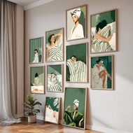Wall Art Print Art Frame Aesthetic Wooden Frame Large Size A3 A2 A1 A0 Green Woman XB01
