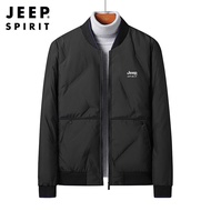 JEEP SPIRIT Men S Down Jacket ใหม่80% เป็ดสีขาวลง Super Light Down Jacket ฤดูหนาวเบสบอล Collar Down