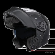 Helmet Motosikal Flip Up dengan Visor Cermin Mata Hitam Lensa Dua Muka Helmet Motosikal Penuh Muka C