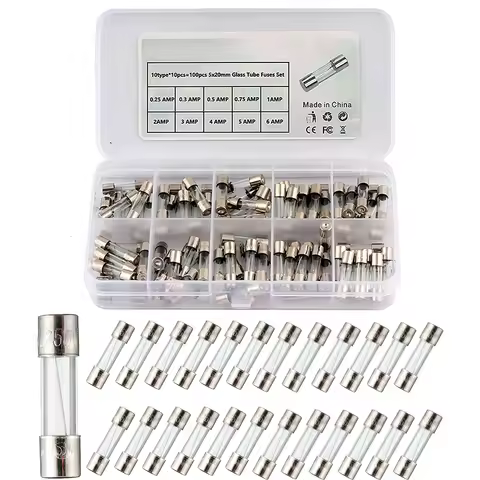 100PCS /72pcs Car Fast-Blow Glass Tube Fuses 0.2-20A 0.5-30A Quick Blow Car Glass Tube Fuses Assorte
