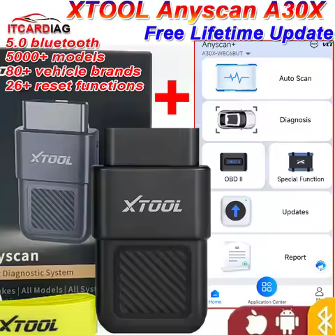 NEW XTOOL Anyscan A30X Scanner Bluetooth 5.0 Auto OBD2 Diagnostic Tool 26+ Relearn/Reset OBDII Code 