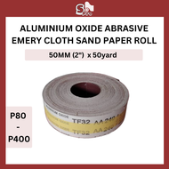 50mm(2") X 50Yard Aluminium Oxide Abrasive Emery Cloth Sand Paper Roll  P80 P100 P120 P150 P180 P240