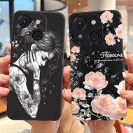 For ITEL A50C A667L A669L Protective Casing ItelA50C New Fashion Tattooed Girl Printing Sweet Flower