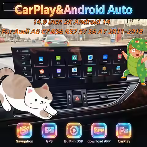 H For Audi A6 C7 RS6 RS7 S7 S6 A7 2011-2018 Android 14 Wireless CarPlay Car Multimedia Radio Player 