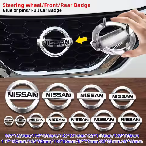 3D ABS Car Front Emblem Rear Trunk Badge Steering Wheel Sticker For Nissan Qashqai Tiida Kicks Versa