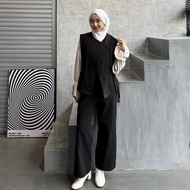 Minju Oneset Basic Setelan Wanita Vest Unik dan Celana Kulot Lucu Outfit Hijab Style Baju Setelan