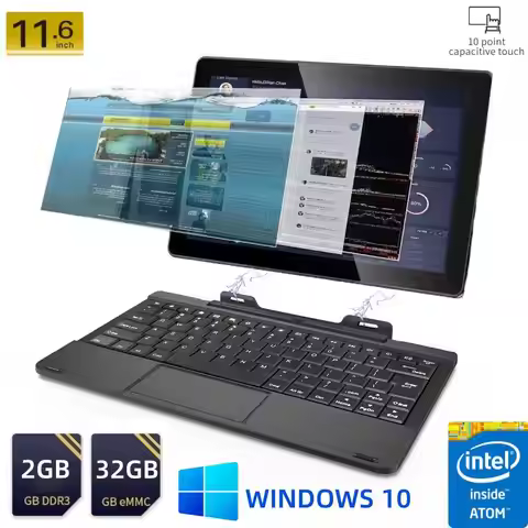Hot Sales 11.6 INCH Windows 10 Tablet With Docking Keyboard 32-bit Intel Atom X5-Z3735F 2GB+32GB Qua