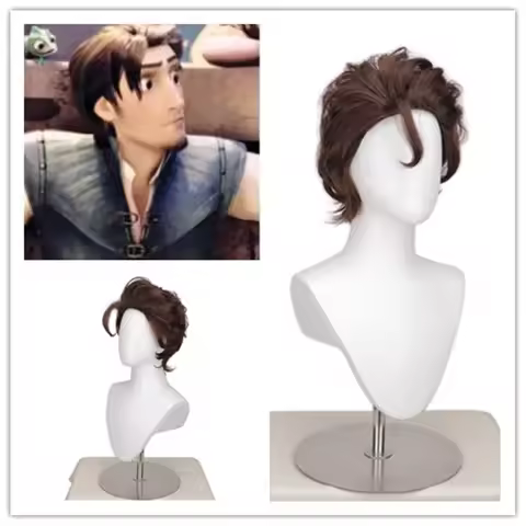 Tangled Cosplay Wig Rapunzel Flynn Rider Men Short Curly Brown Wigs Synthetic Hair for Adult Role Pl