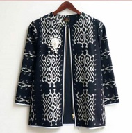 Blazer tenun atasan wanita atasan jaket blazer jaket Blouse batik Baju kantor wanita tenun outer tenun blazer jaket blouse tenun baju tenun jepara resleting jaket btj25