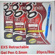 g'soft EX5  Retractable Ball Pen Extra-Volumn Gel ink  0.5mm 20pcs box GP-GS-EX5