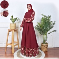 murah terjangkau gamis roseprint mix ceruty premium gamis rompi