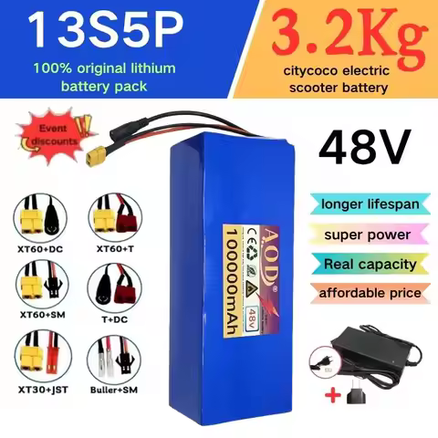 48V 100Ah 18650 Lithium Battery 13S5P rechargeable Battery Pack Built-in Intelligent BMS For 1500W e