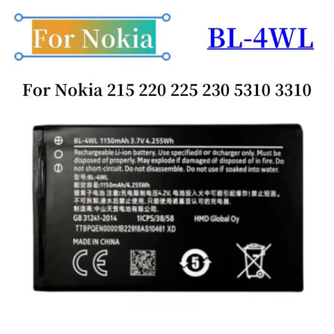 New Battery BL-4WL 1150mAh Battery For Nokia 215 220 225 230 5310 3310 Batteia