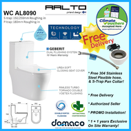 [CLIMATE VOUCHER $300] Aalto AL8090 Geberit Toilet Bowl Rimless Double Vortex Flushing with Anti Bac