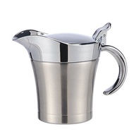 [Limyth]Gravy Boat Porcelain Stainless Steel Sauce Jug Thermal Milk Jug with Lid Sauce Jug Gravy Boa
