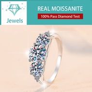 Moissanite Engagement Earrings,2ct Moissanite Three Life Stone Engagement Ring S925 Sterling Silver,