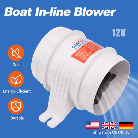 4-Inch 12V Marine Bilge Blower Fan | 235CFM In-Line Straight-Flow Engine Room Exhaust Ventilation