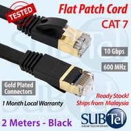 SenTec CAT7 RJ45 Flat Patch Cord LAN Cable Gigabit Ethernet Cable 10G SFTP Shielded UTP 10Gbps - Bla