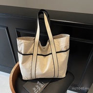 Casual Texture Handbag College Students Wear Book Premium 2024 Tote Bag Canvas Bag Female Large Capa