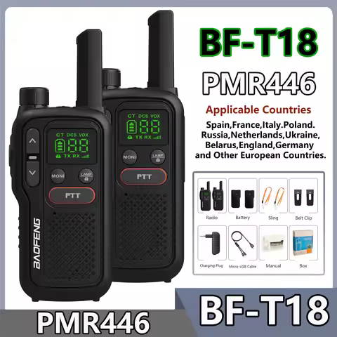 Baofeng BF-T18 PMR446 Walkie Talkie Type-C Charge European 446MHz 16 Channels Long Range Upgraded BF