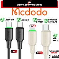 【1Yr Warranty】 MCDODO 65W Type-C to Type-C Data Cable with LED Light 1.2m Black White CA 474 477 475