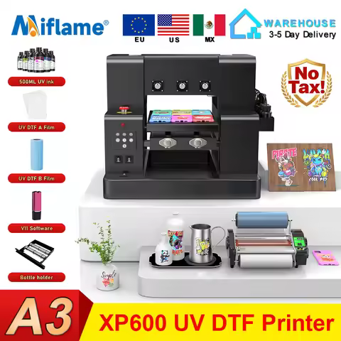 US/EU Stock A3 XP600 UV Printer A4 L805 UV Flatbed Printing Machine For Pen Metal Wood Acrylic UV DT