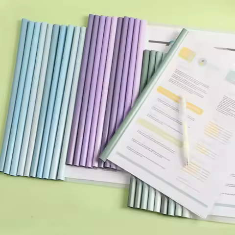 10pcs Transparent File Document Thicken Draw Rod A4 Folder Test Paper Storage Bag Clip Office Folder