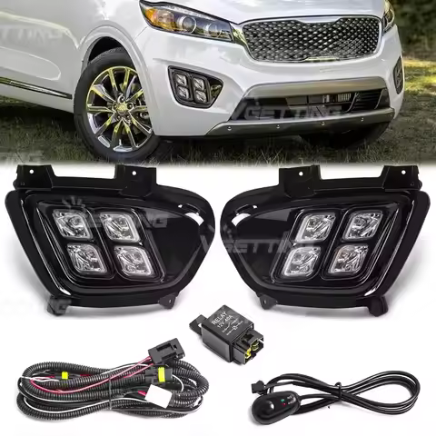 LED DRL For KIA Sorento 2015 2016 2017 2018 US ASIA Version Daytime Running Lights Fog Lamps Front B