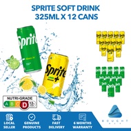 [Bundle of 12] Sprite Soft Drink 325ml - Original Lemon, Zero Sugar, Refreshing Thirst Quencher
