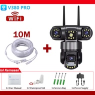 Kamera CCTV V380 Pro WIFI CCTV dengan SIM 4G 3 lensa 3 layar zoom 10X kejernihan 4K sambung 360° ke