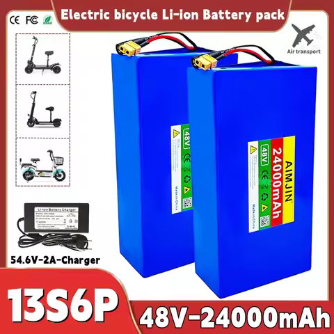 Brand-new 13S6P 48V 24Ah 2000W Panasonic 18650 li-ion battery pack, suitable for 54.6V bicycles+opti