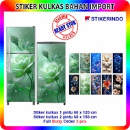 1 Door and 2 Door Refrigerator Stickers with 3 Floral Motifs