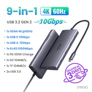 UGREEN 9-in-1 USB C HUB 4K60Hz 10Gbps Type C to HDMI RJ45 Ethernet PD100W USB 3.2 for MacBook Pro Ai