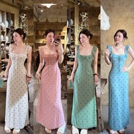 MINON D269 Sexy Slim Fit Square Neck Polka Dot Bodycon Maxi Dress - Cool Material for Beach Wear, St